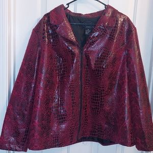Selene Sport embossed Reptile animal Print Lined black red Jacket Sz 20